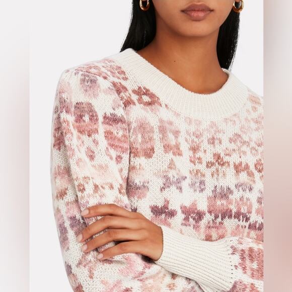 LoveShackFancy Womens Luxury Wool Alpaca Blend Sweater Sz Medium Cottage Knit - Picture 4 of 10